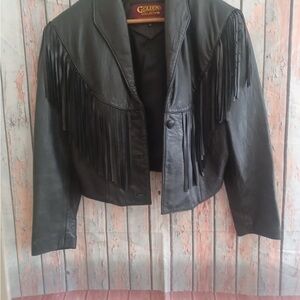 Black Fringe Leather Jacket
